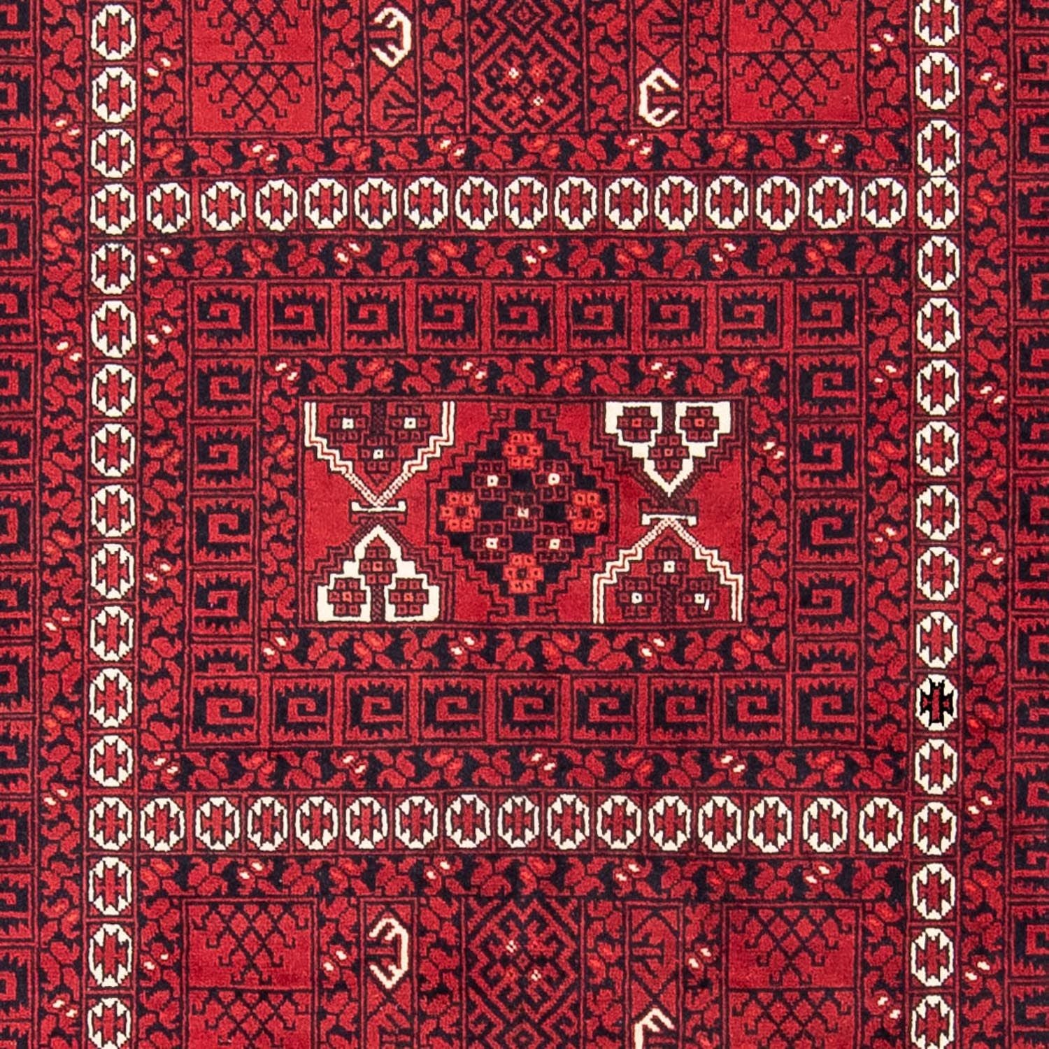 Turkaman-tæppe - 246 x 159 cm - mørkerød