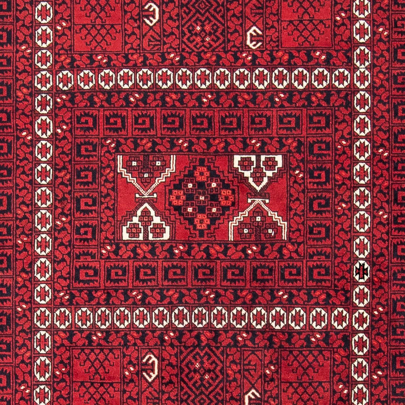 Turkaman-tæppe - 246 x 159 cm - mørkerød