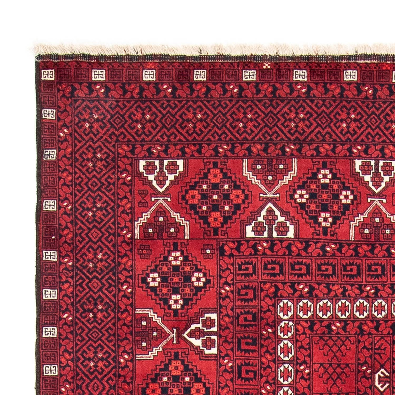 Turkaman-tæppe - 246 x 159 cm - mørkerød