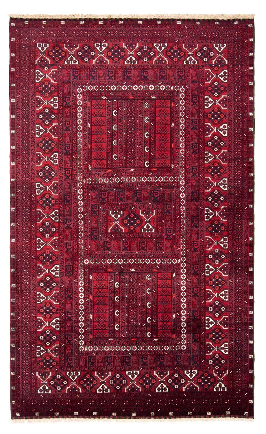 Turkaman-tæppe - 252 x 160 cm - mørkerød