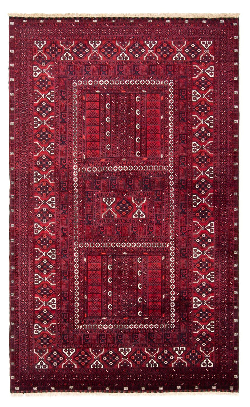 Turkaman-tæppe - 252 x 160 cm - mørkerød