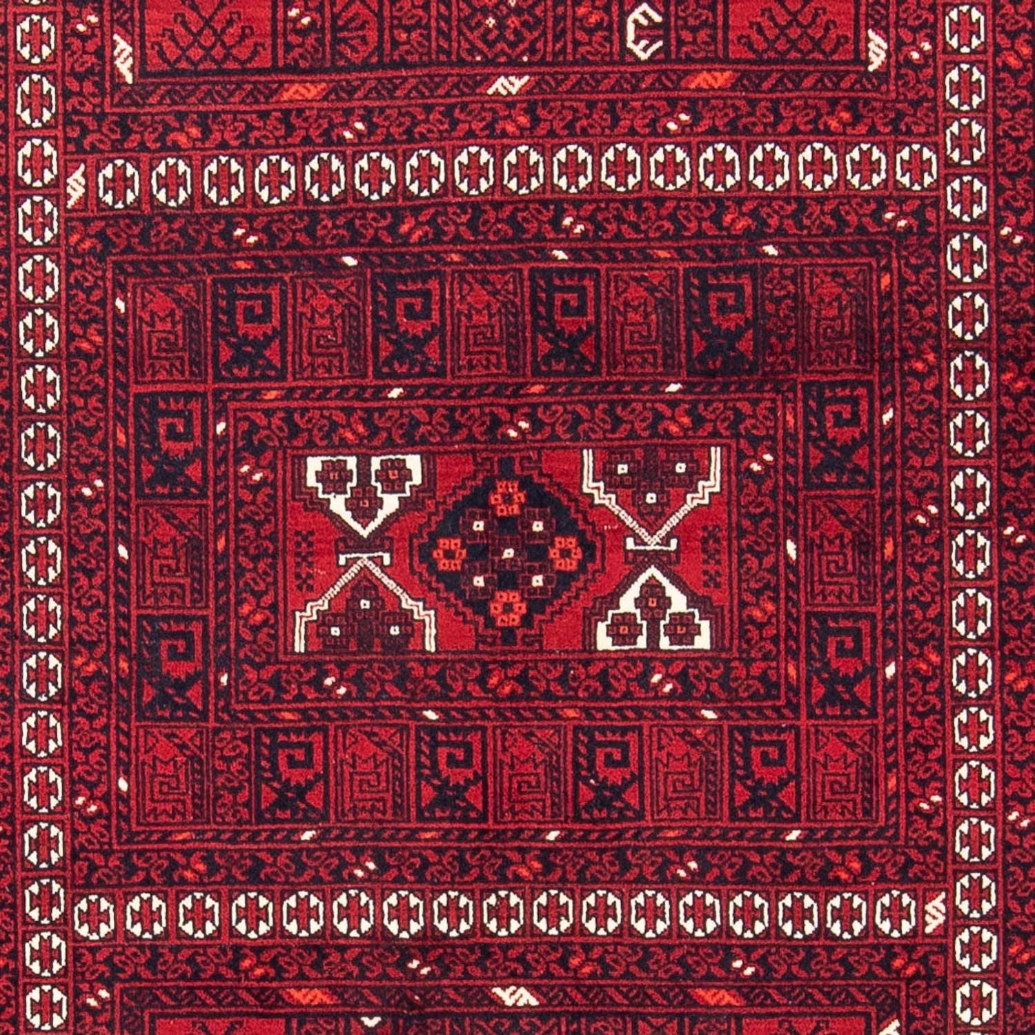 Turkaman-tæppe - 252 x 160 cm - mørkerød