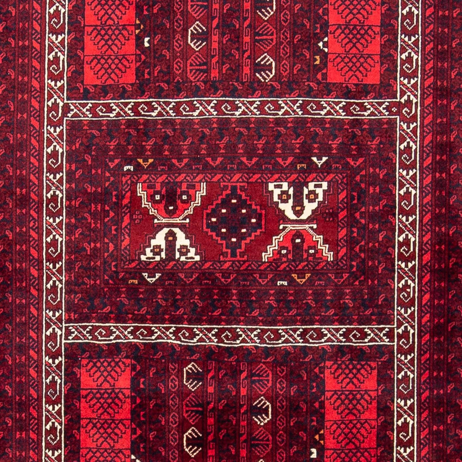 Turkaman-tæppe - 246 x 160 cm - mørkerød