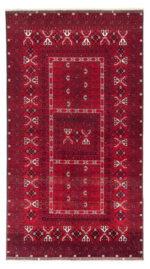 Turkaman-tæppe - 255 x 151 cm - mørkerød