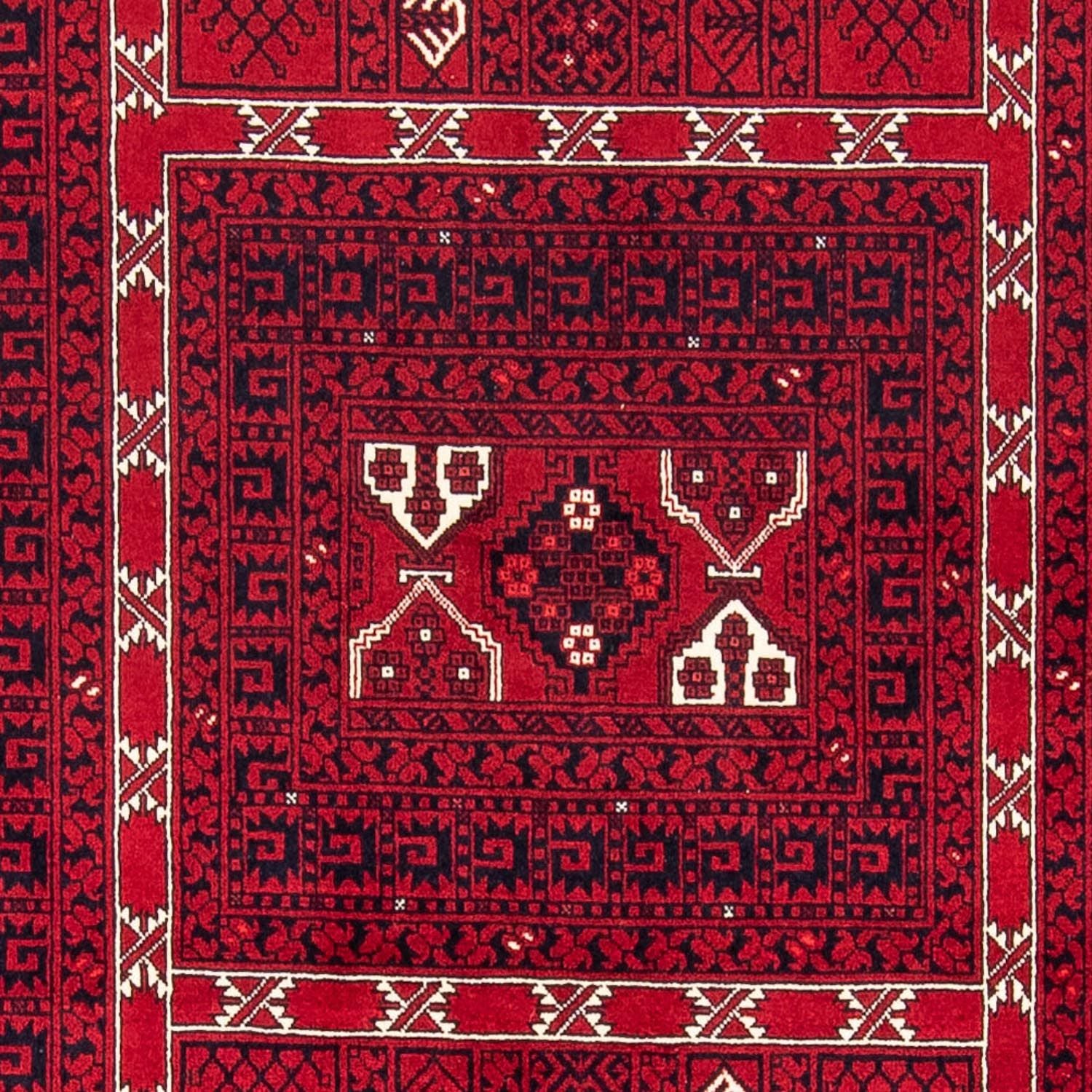 Turkaman-tæppe - 255 x 151 cm - mørkerød