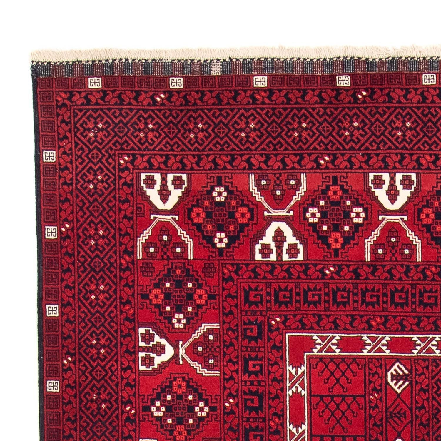 Turkaman-tæppe - 255 x 151 cm - mørkerød