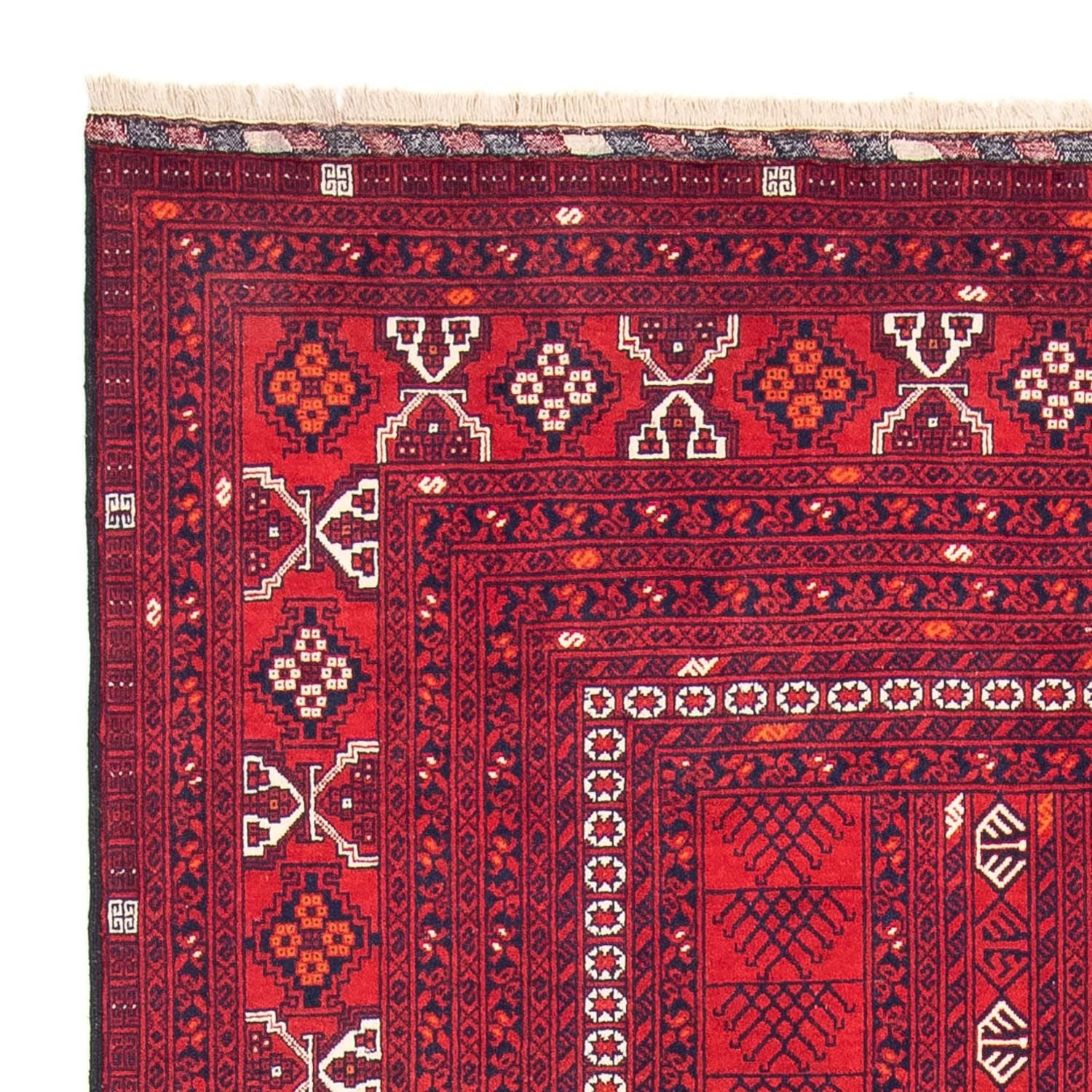 Turkaman-tæppe - 245 x 158 cm - mørkerød
