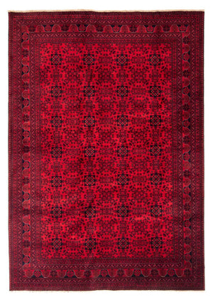 Afghansk tæppe - 287 x 202 cm - mørkerød