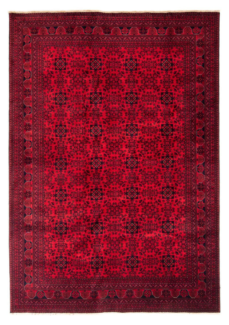 Afghansk tæppe - 287 x 202 cm - mørkerød