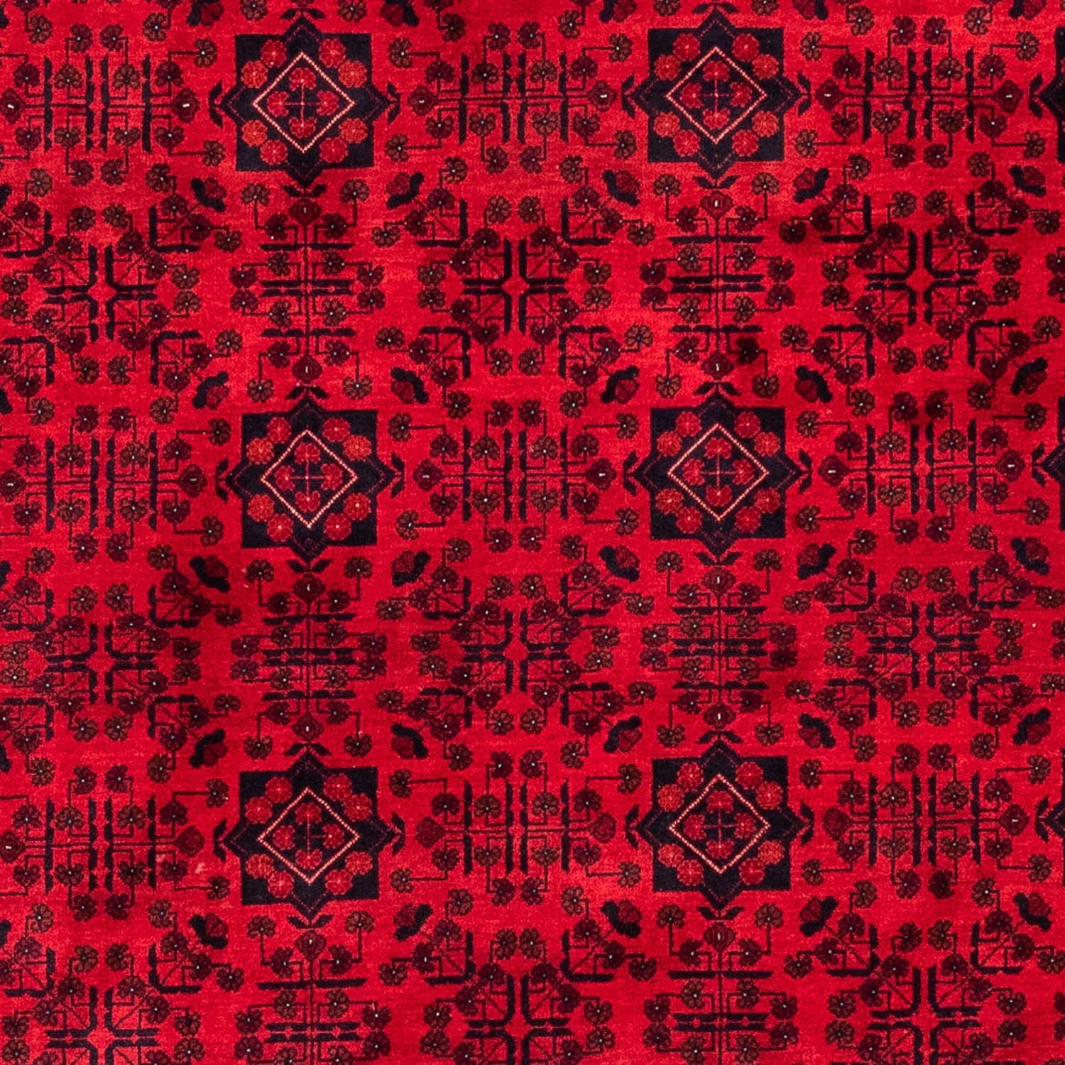 Afghansk tæppe - 287 x 202 cm - mørkerød