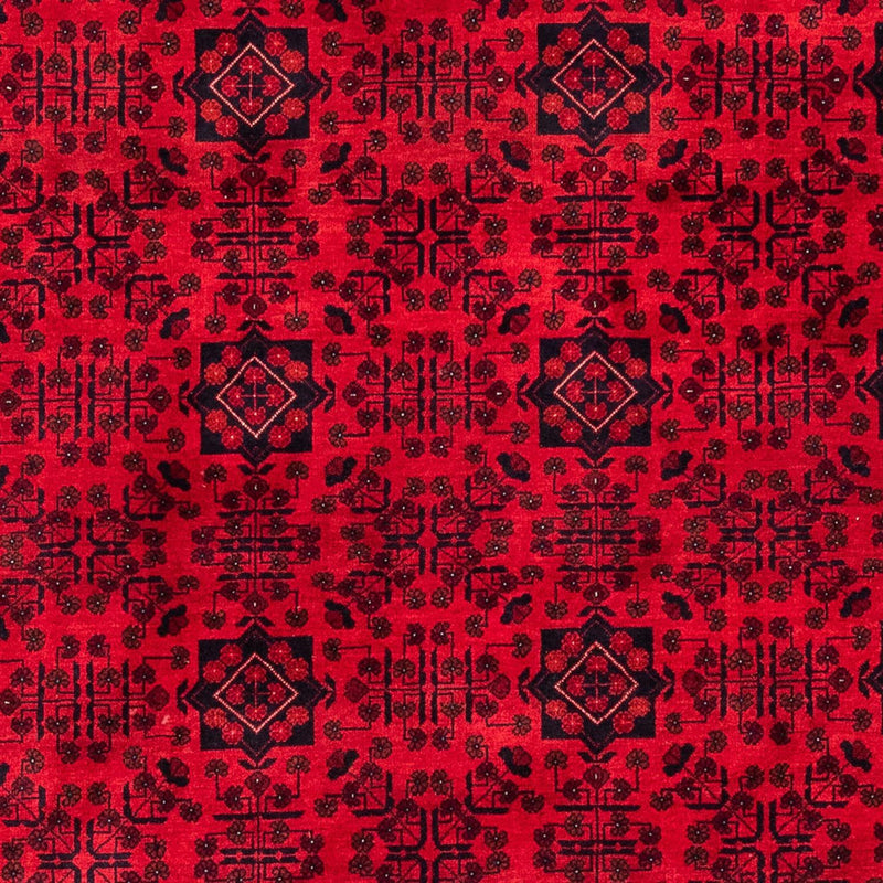 Afghansk tæppe - 287 x 202 cm - mørkerød