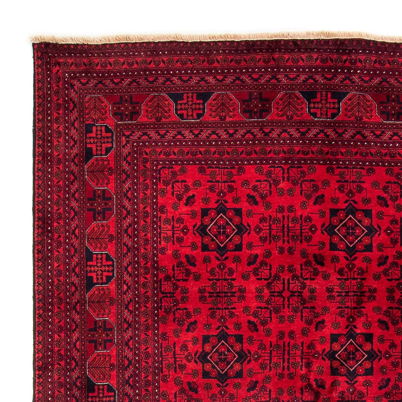 Afghansk tæppe - 287 x 202 cm - mørkerød