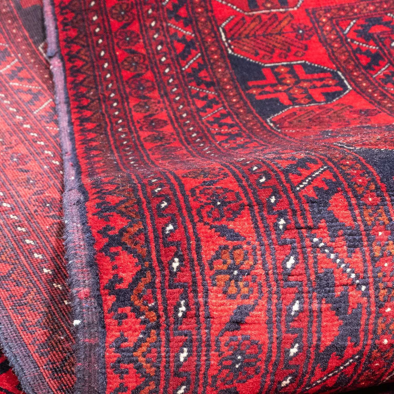 Afghansk tæppe - 287 x 202 cm - mørkerød
