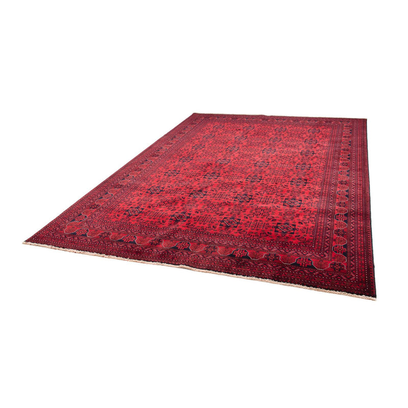 Afghansk tæppe - 287 x 202 cm - mørkerød