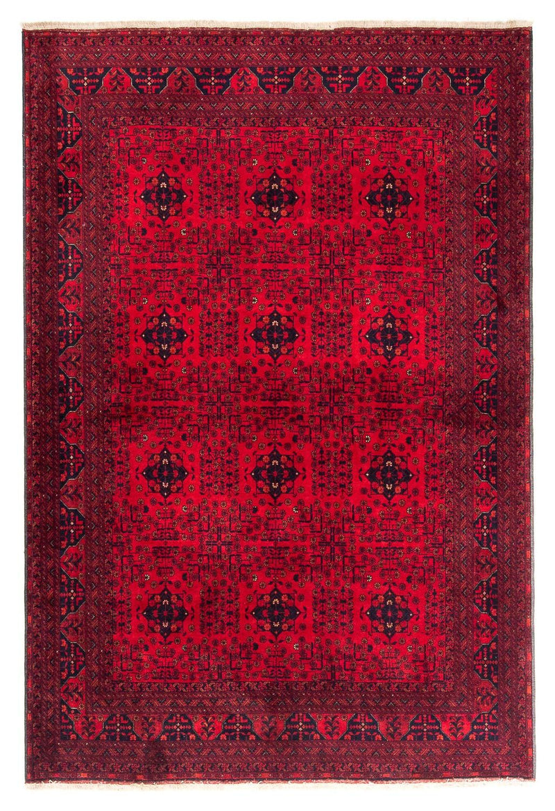 Afghansk tæppe - 230 x 171 cm - mørkerød