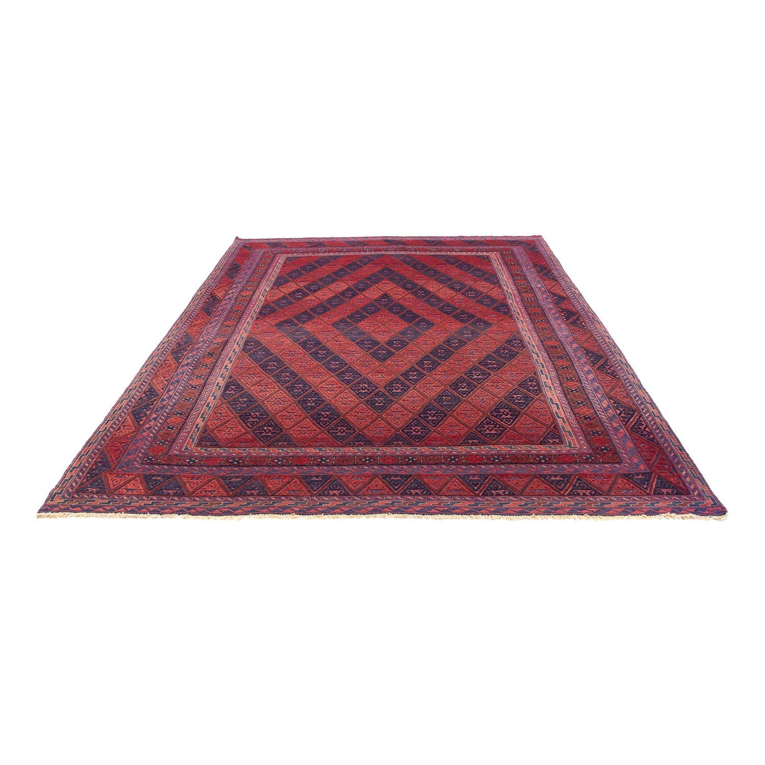 Kelim-tæppe - orientalsk - 279 x 206 cm - mørkerød