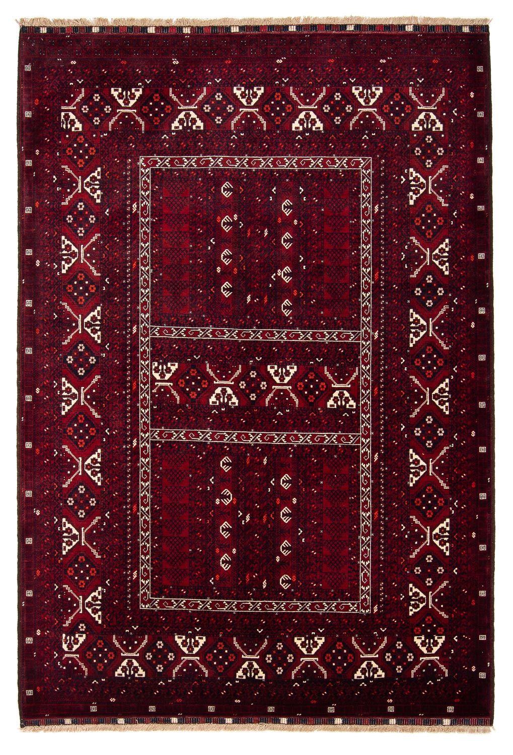 Turkaman-tæppe - 243 x 164 cm - mørkerød