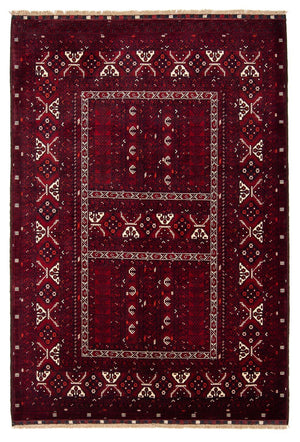 Turkaman-tæppe - 243 x 164 cm - mørkerød
