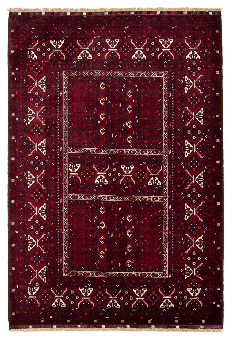 Turkaman-tæppe - 243 x 164 cm - mørkerød