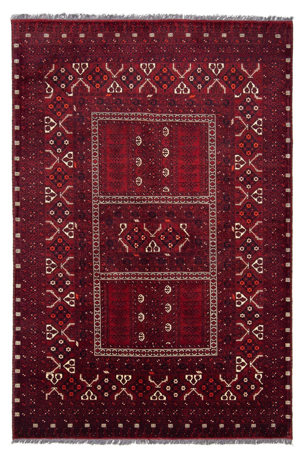 Turkaman-tæppe - 240 x 160 cm - mørkerød