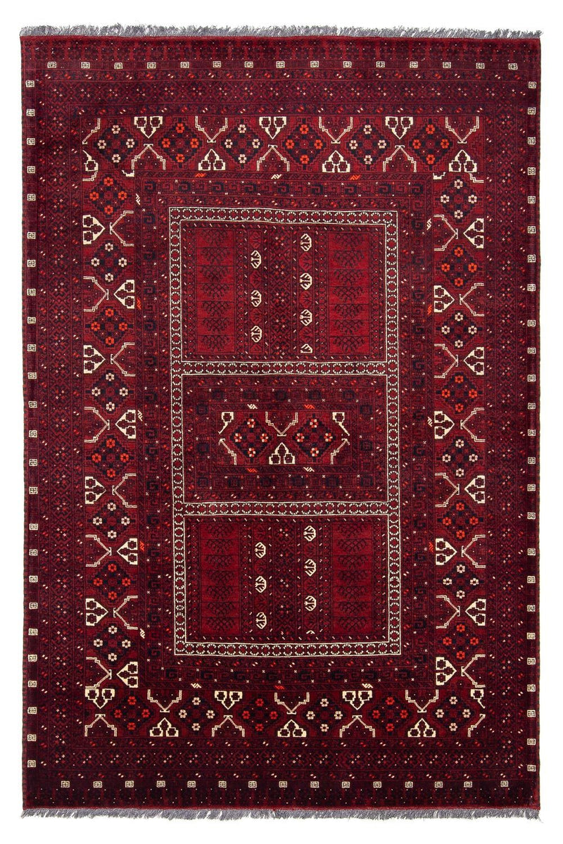 Turkaman-tæppe - 240 x 160 cm - mørkerød