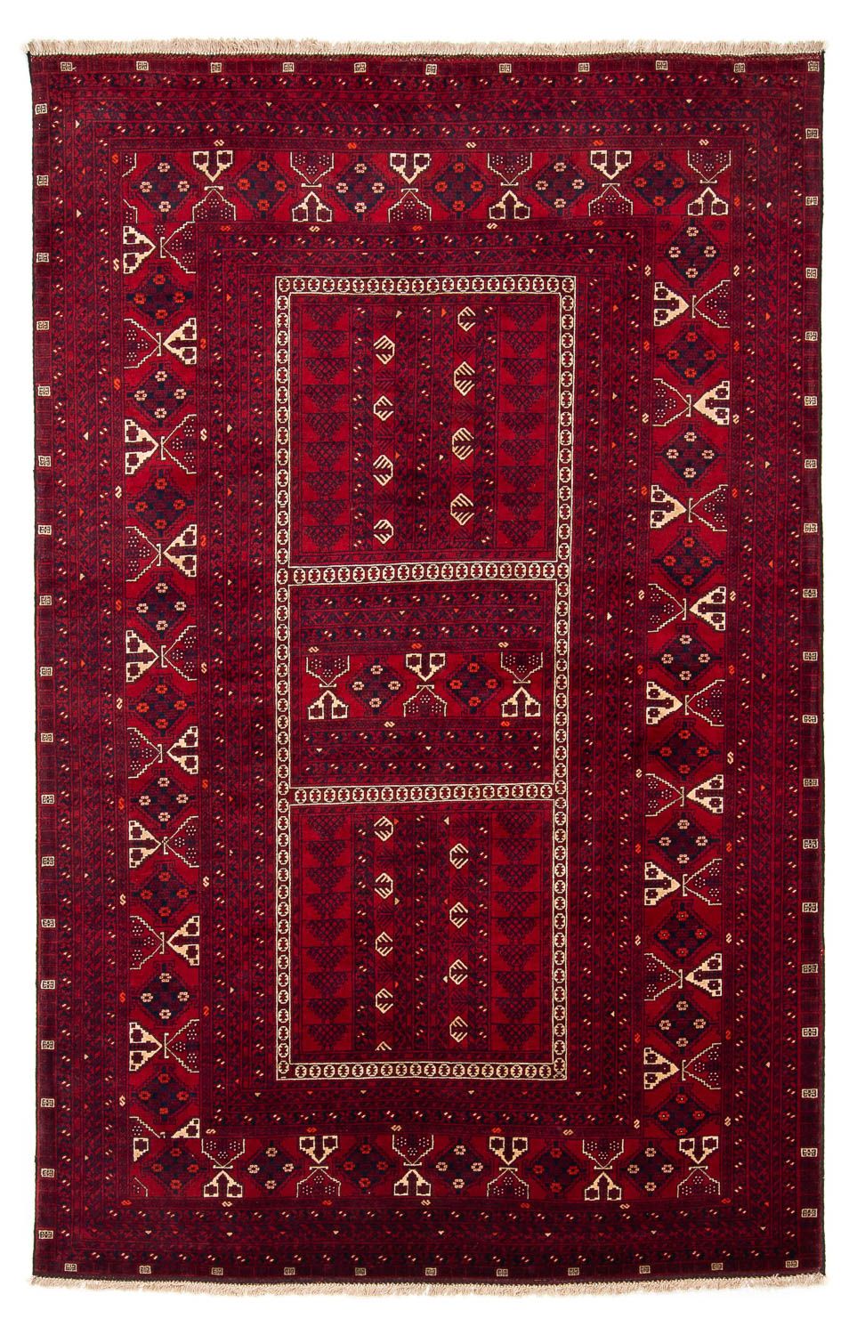 Turkaman-tæppe - 244 x 158 cm - mørkerød