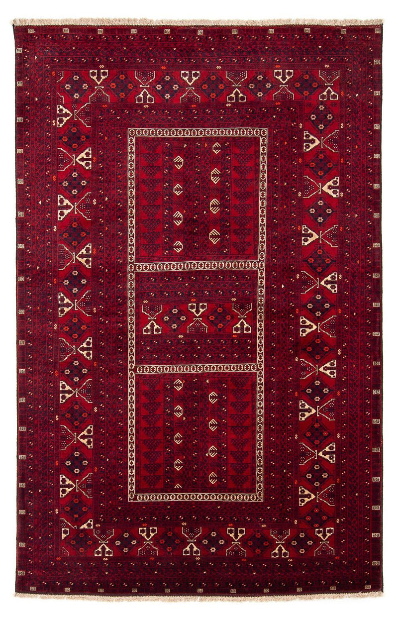 Turkaman-tæppe - 244 x 158 cm - mørkerød