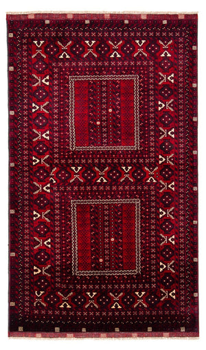 Turkaman-tæppe - 245 x 156 cm - mørkerød