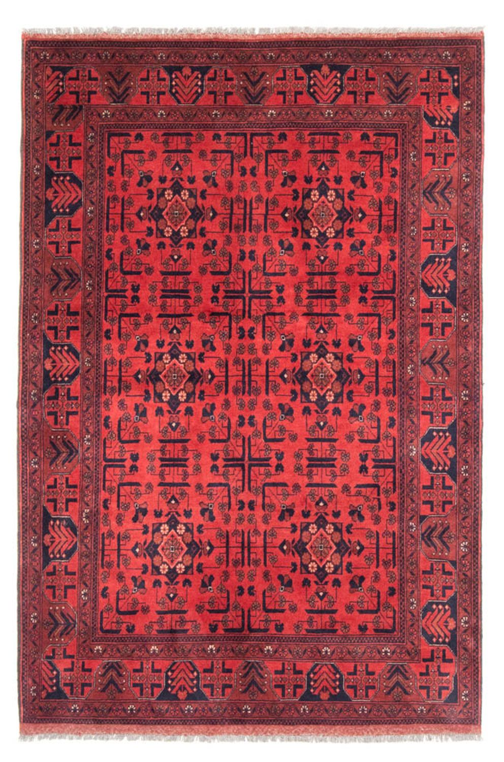 Afghansk tæppe - Kunduz - 190 x 130 cm - rød