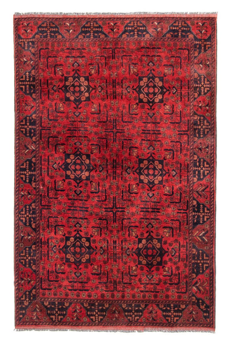 Afghansk tæppe - Kunduz - 193 x 129 cm - rød
