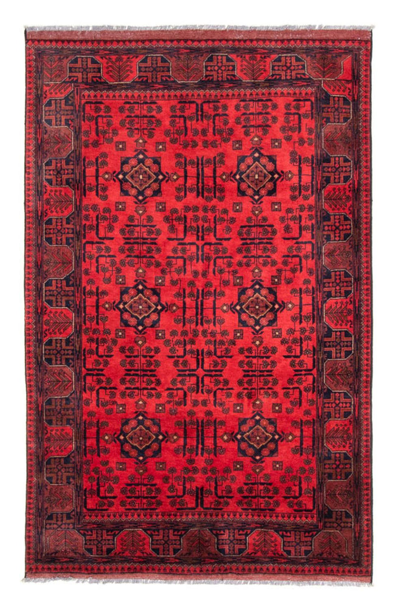 Afghansk tæppe - Kunduz - 195 x 128 cm - rød