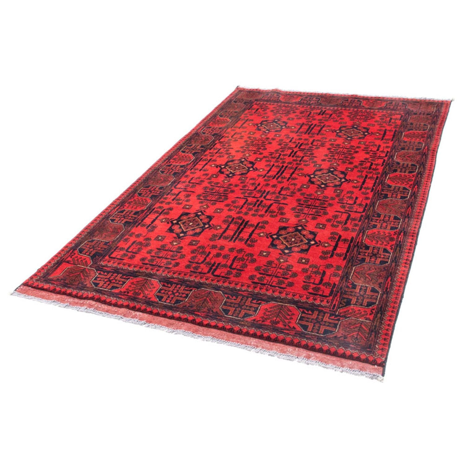 Afghansk tæppe - Kunduz - 195 x 128 cm - rød