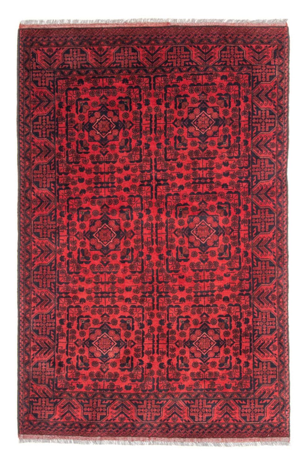 Afghansk tæppe - Kunduz - 187 x 122 cm - rød