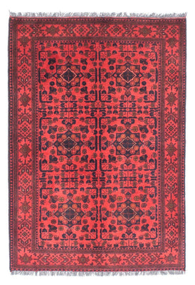 Afghansk tæppe - Kunduz - 149 x 103 cm - mørkerød