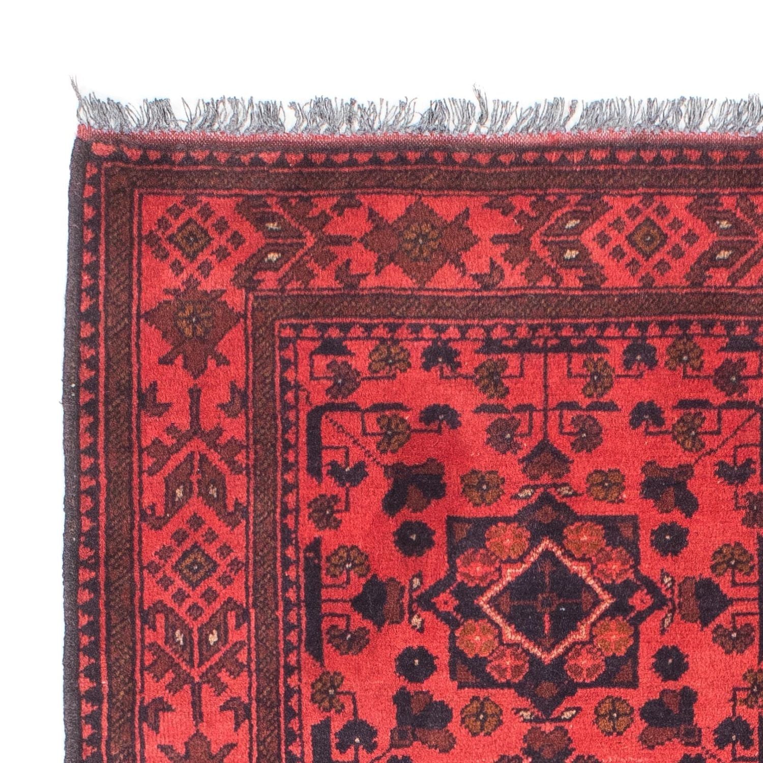 Afghansk tæppe - Kunduz - 149 x 103 cm - mørkerød