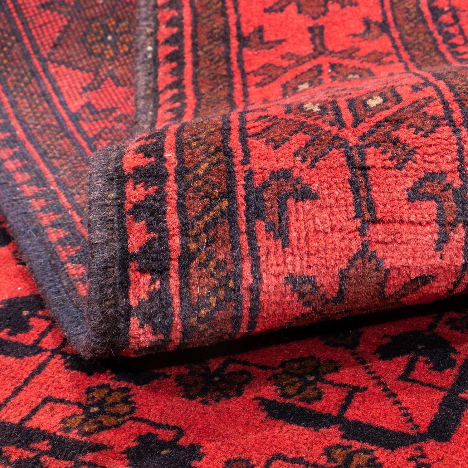 Afghansk tæppe - Kunduz - 149 x 103 cm - mørkerød