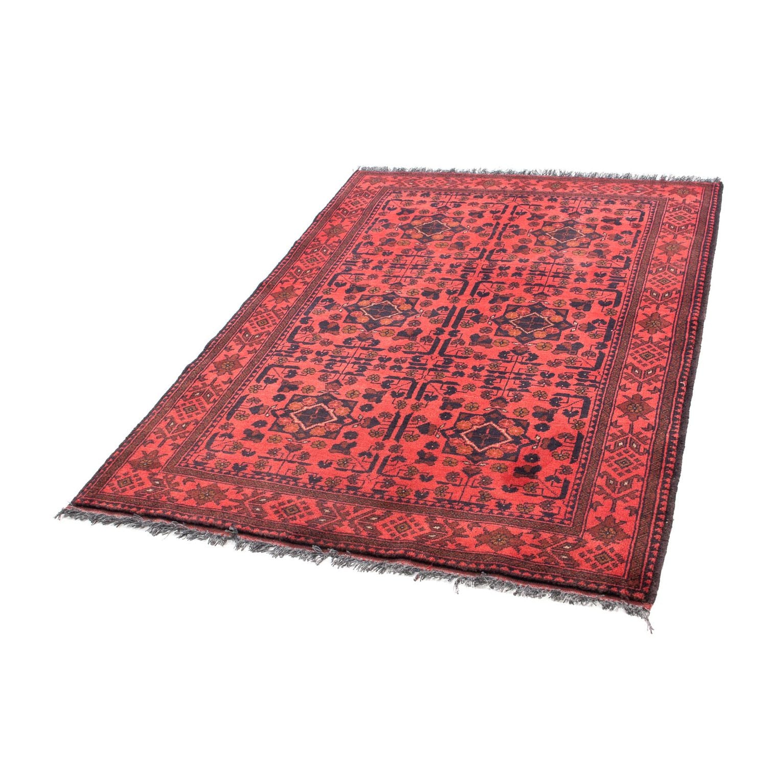 Afghansk tæppe - Kunduz - 149 x 103 cm - mørkerød