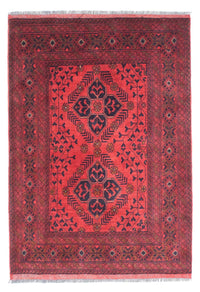 Afghansk tæppe - Kunduz - 146 x 104 cm - mørkerød