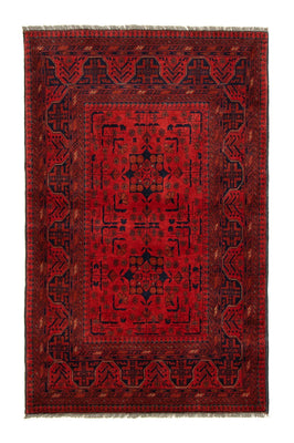 Afghansk tæppe - Kunduz - 155 x 100 cm - mørkerød