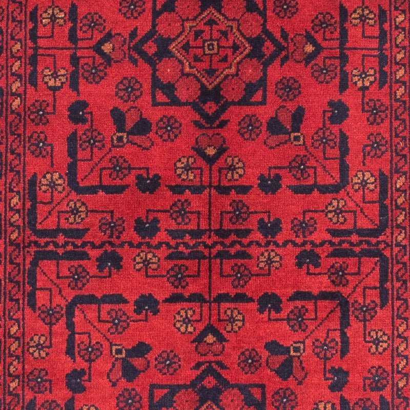 Afghansk tæppe - Kunduz - 144 x 98 cm - mørkerød