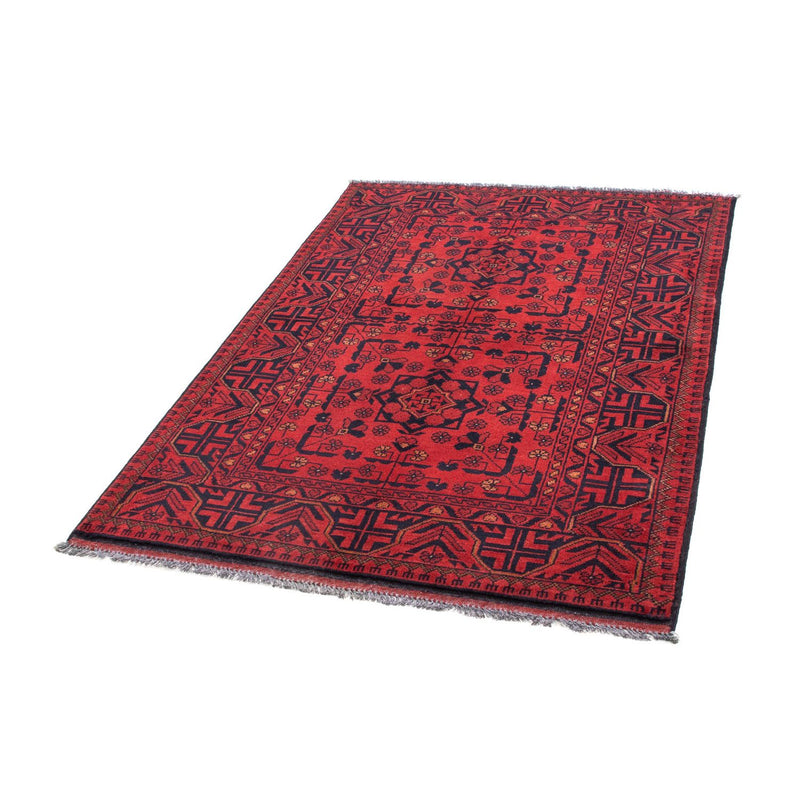 Afghansk tæppe - Kunduz - 144 x 98 cm - mørkerød
