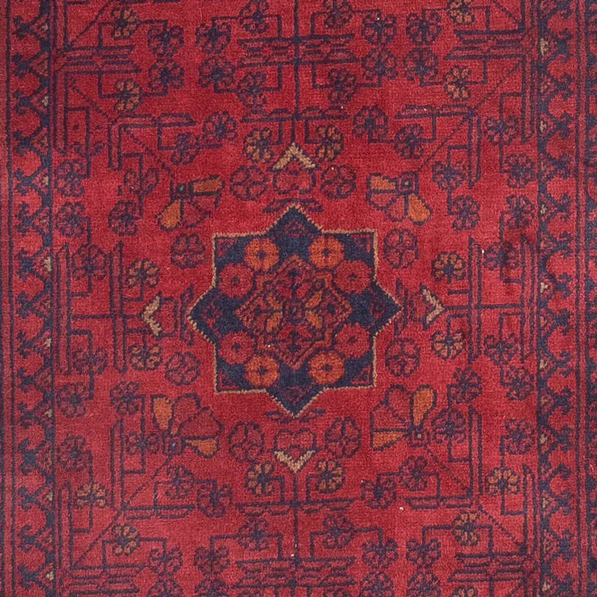 Løber Afghansk tæppe - Kunduz - 288 x 80 cm - mørkerød
