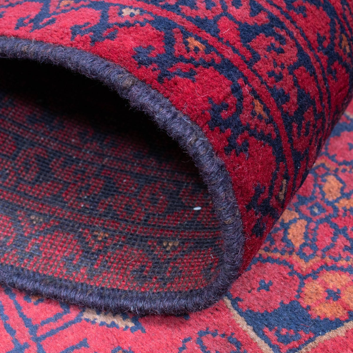 Løber Afghansk tæppe - Kunduz - 288 x 80 cm - mørkerød