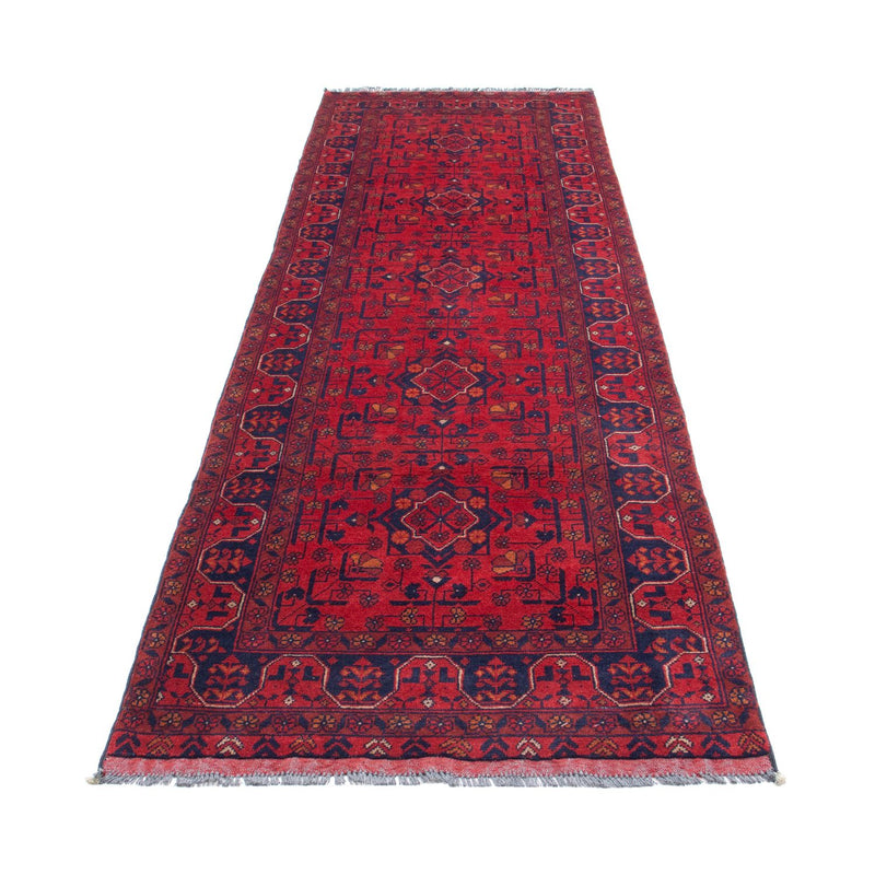 Løber Afghansk tæppe - Kunduz - 285 x 83 cm - mørkerød