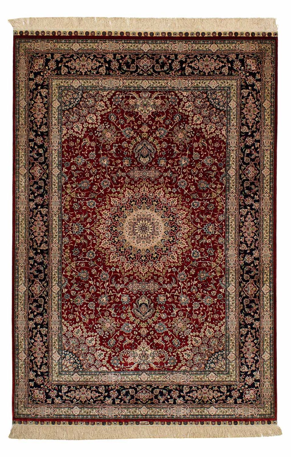 Silketæppe - China Silk - 183 x 122 cm - mørkerød