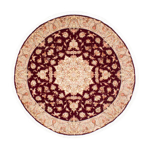 Persisk tæppe - Tabriz - Royal rundt  - 150 x 150 cm - mørkerød