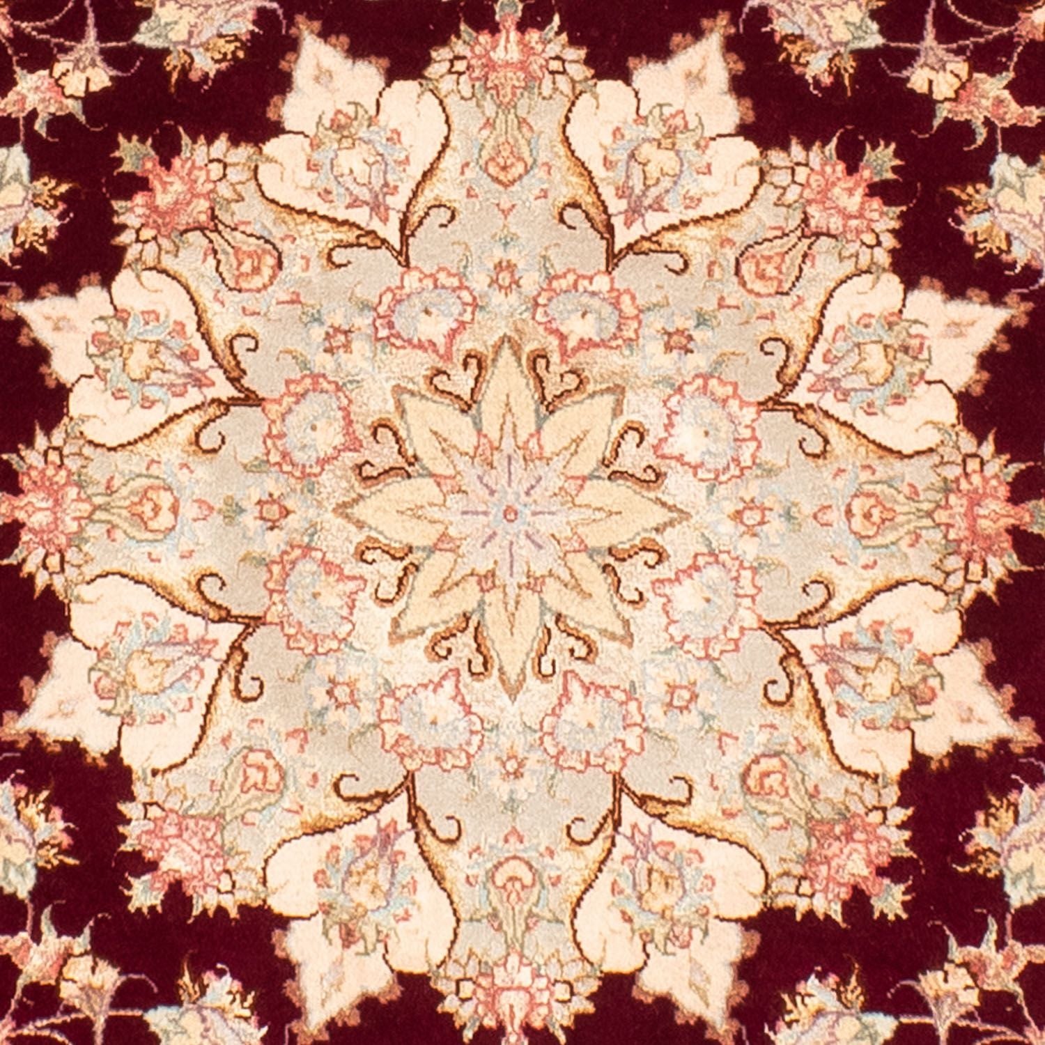 Persisk tæppe - Tabriz - Royal rundt  - 150 x 150 cm - mørkerød