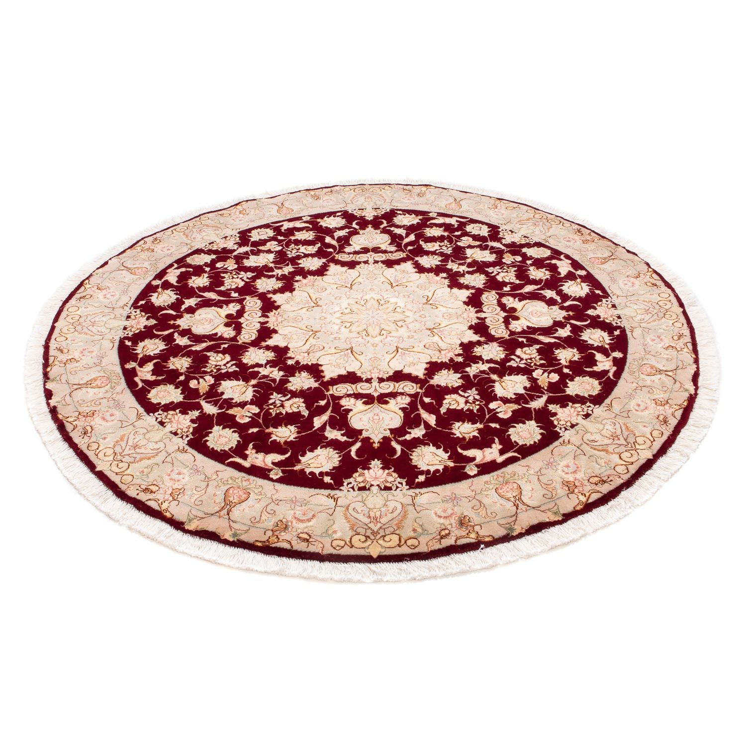 Persisk tæppe - Tabriz - Royal rundt  - 150 x 150 cm - mørkerød