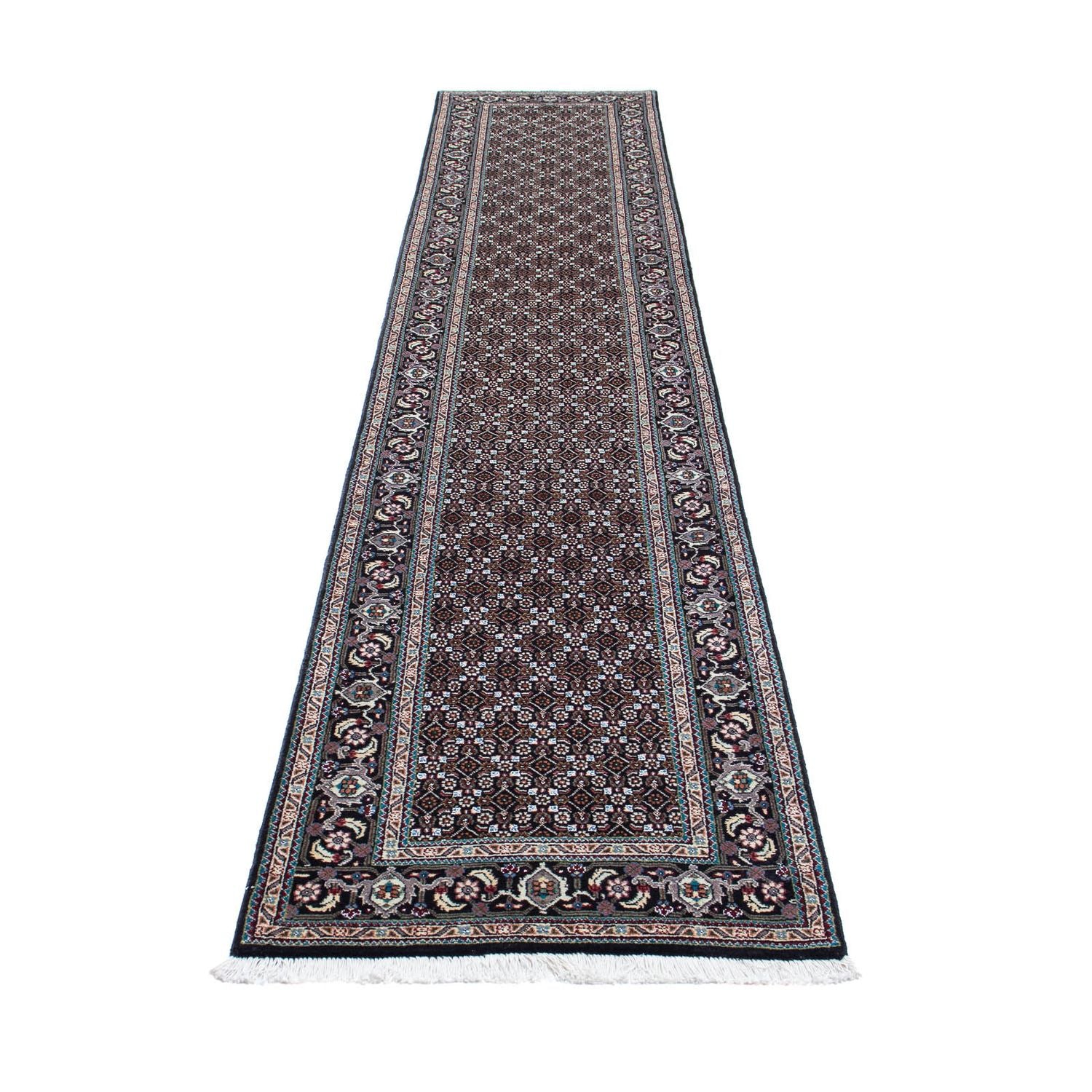 Løber Persisk tæppe - Tabriz - 381 x 66 cm - grå