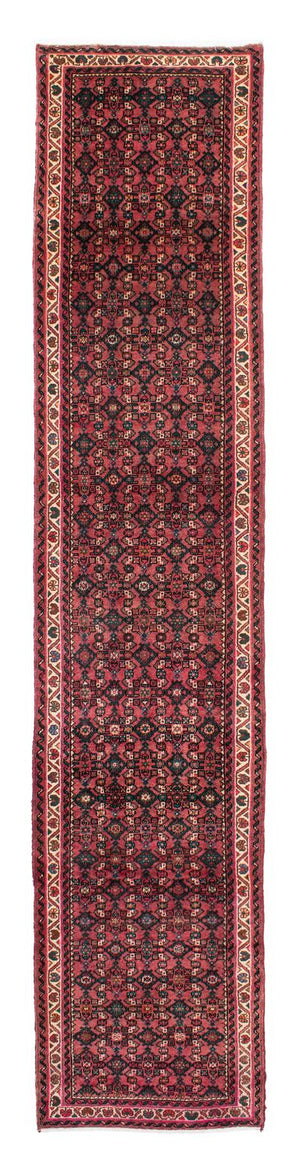 Løber Persisk tæppe - Nomadisk - 398 x 83 cm - mørkerød